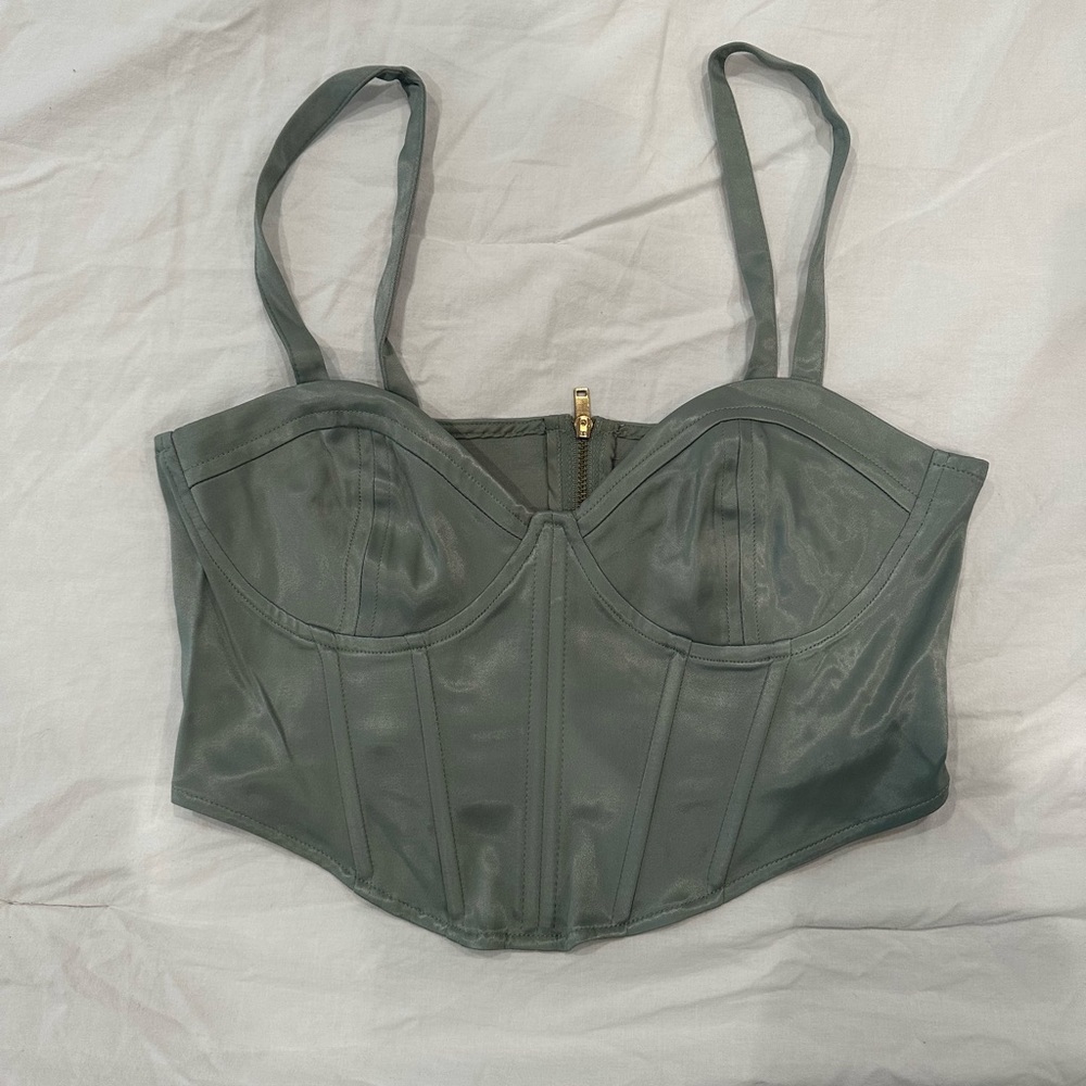 zara green corset top